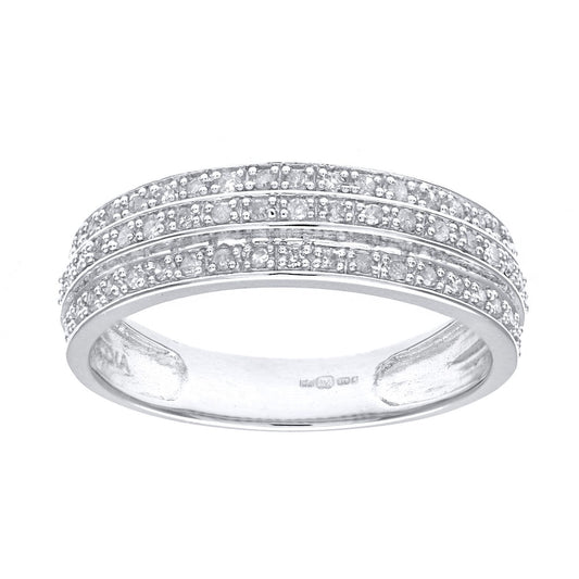 9ct White Gold  Round 1/4ct Diamond Tiered 3 Row Eternity Ring 5mm - PR1AXL0180W