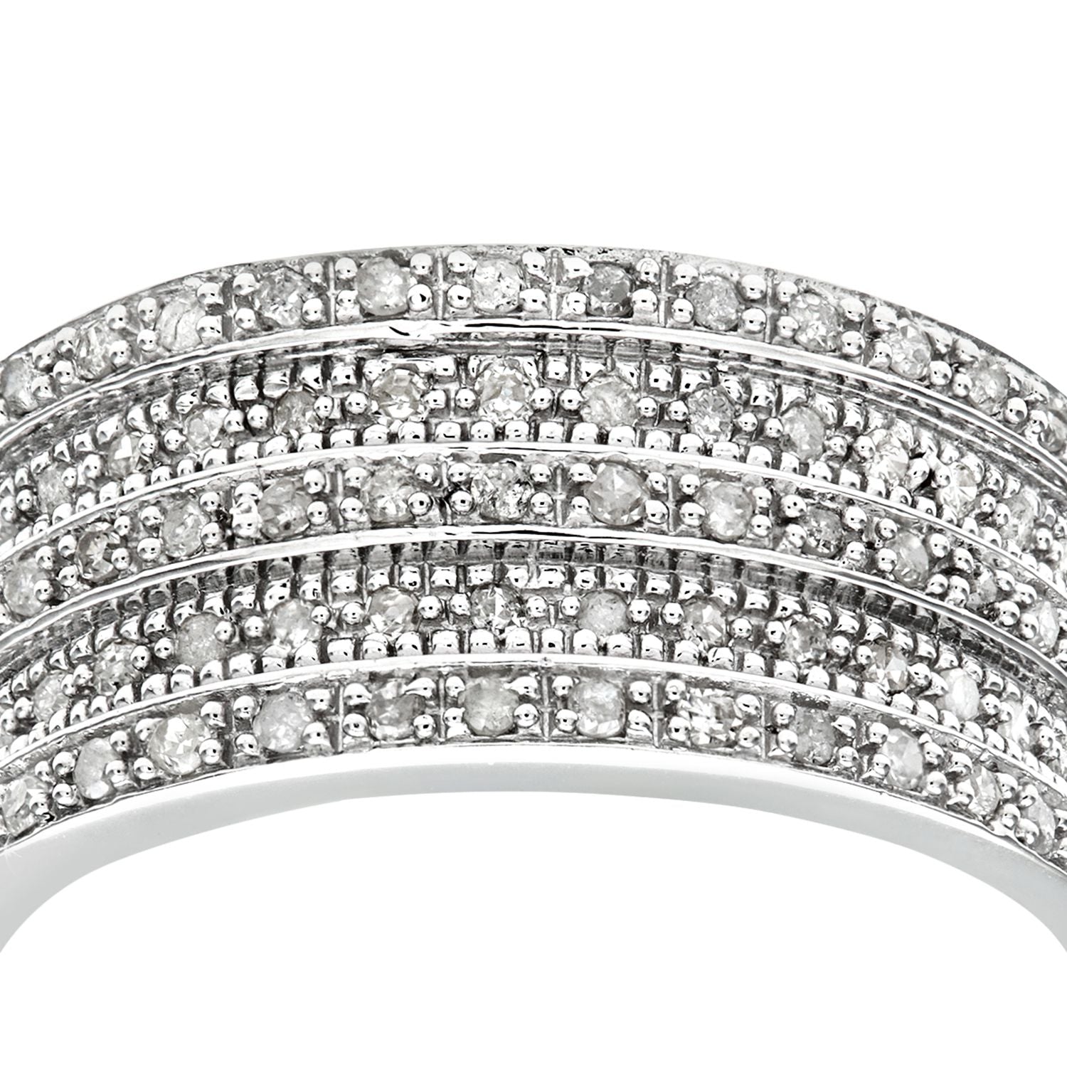 9ct White Gold  Round 1/2ct Diamond Tiered 5 Row Eternity Ring 9mm - PR1AXL0181W