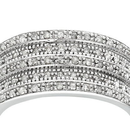 9ct White Gold  Round 1/2ct Diamond Tiered 5 Row Eternity Ring 9mm - PR1AXL0181W