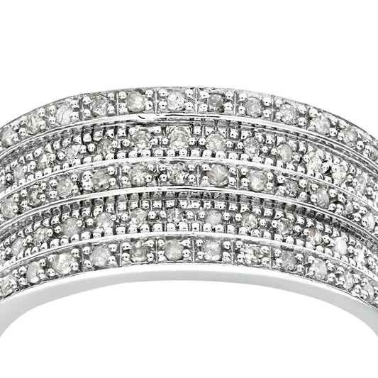 9ct White Gold  Round 1/2ct Diamond Tiered 5 Row Eternity Ring 9mm - PR1AXL0181W