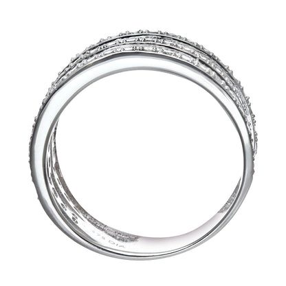9ct White Gold  Round 1/2ct Diamond Tiered 5 Row Eternity Ring 9mm - PR1AXL0181W