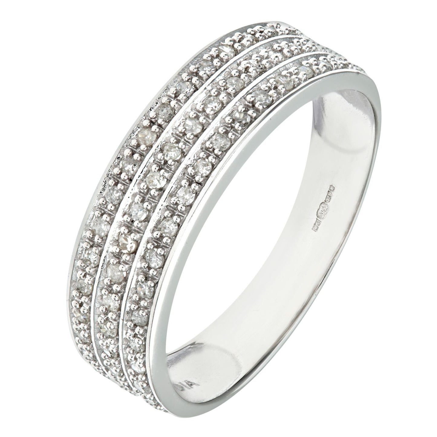9ct White Gold  Round 1/4ct Diamond Tiered 3 Row Eternity Ring 5mm - PR1AXL0182W