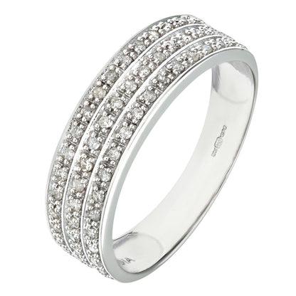 9ct White Gold  Round 1/4ct Diamond Tiered 3 Row Eternity Ring 5mm - PR1AXL0182W