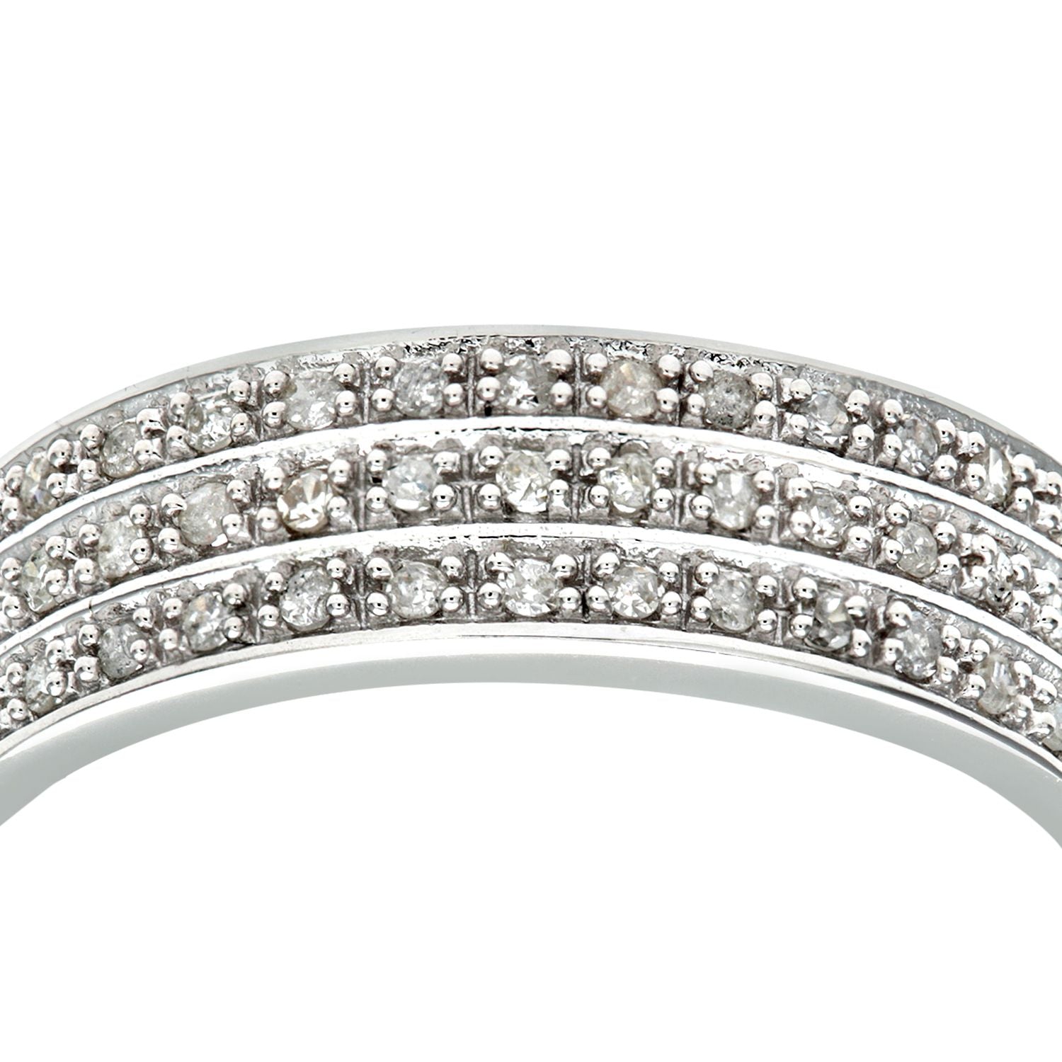 9ct White Gold  Round 1/4ct Diamond Tiered 3 Row Eternity Ring 5mm - PR1AXL0182W