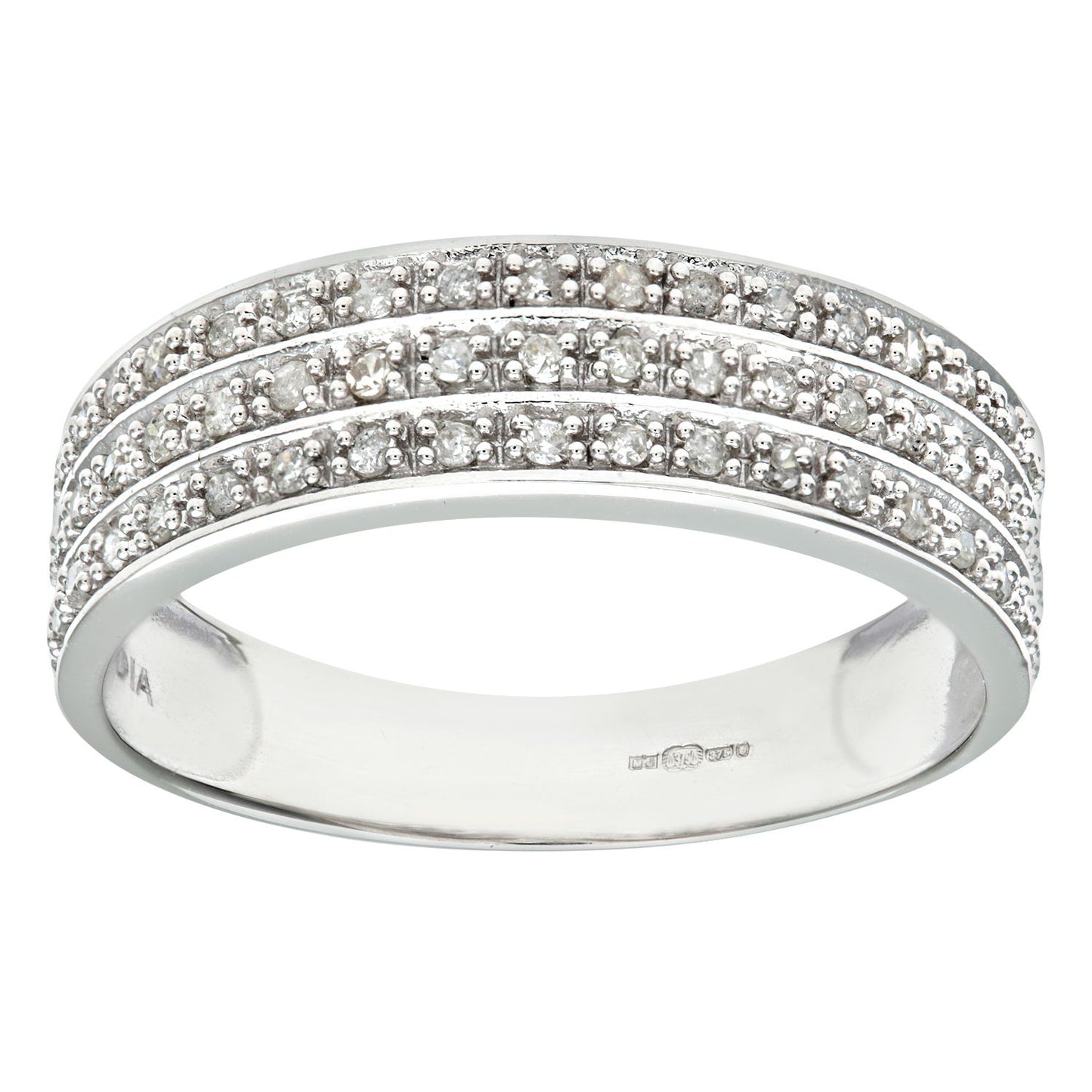 9ct White Gold  Round 1/4ct Diamond Tiered 3 Row Eternity Ring 5mm - PR1AXL0182W