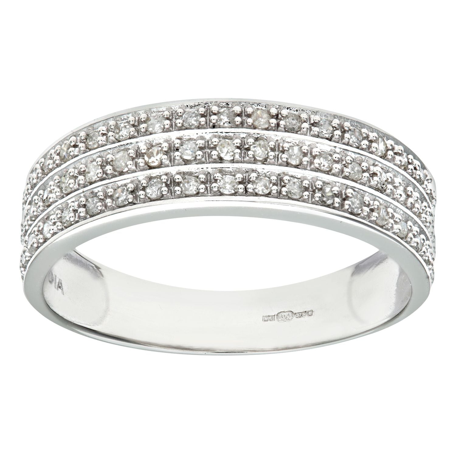 9ct White Gold  Round 1/4ct Diamond Tiered 3 Row Eternity Ring 5mm - PR1AXL0182W