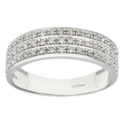 9ct White Gold  Round 1/4ct Diamond Tiered 3 Row Eternity Ring 5mm - PR1AXL0182W