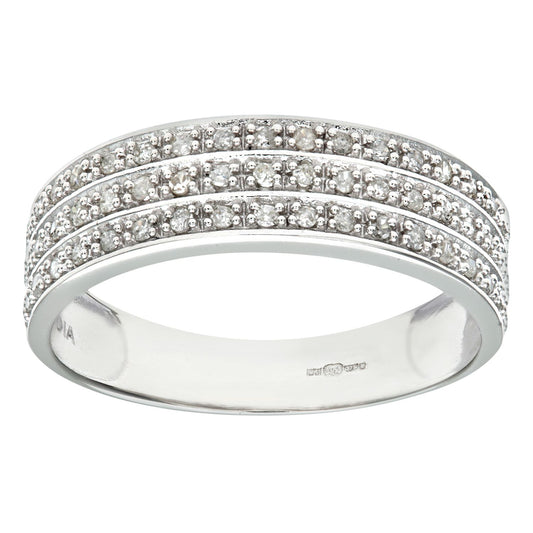 9ct White Gold  Round 1/4ct Diamond Tiered 3 Row Eternity Ring 5mm - PR1AXL0182W