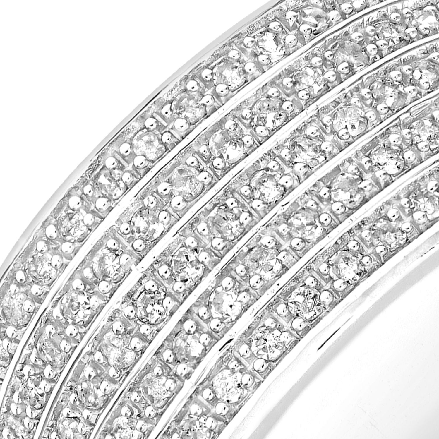 9ct White Gold  Round 1/2ct Diamond Flat 5 Row Eternity Ring 9mm - PR1AXL0183W