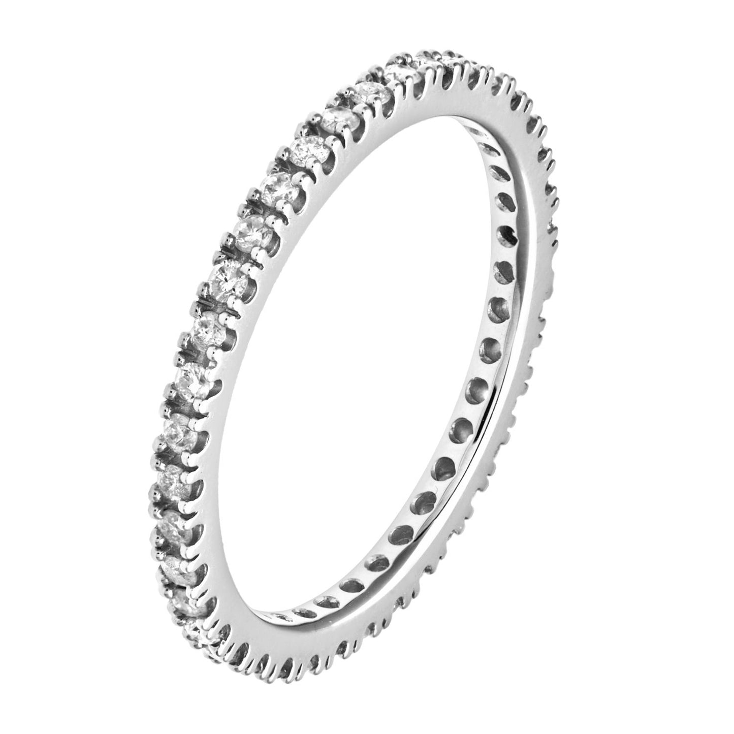 9ct White Gold  Diamond Micro Bead 4 Claw Eternity Ring 1.5mm - PR1AXL0279W