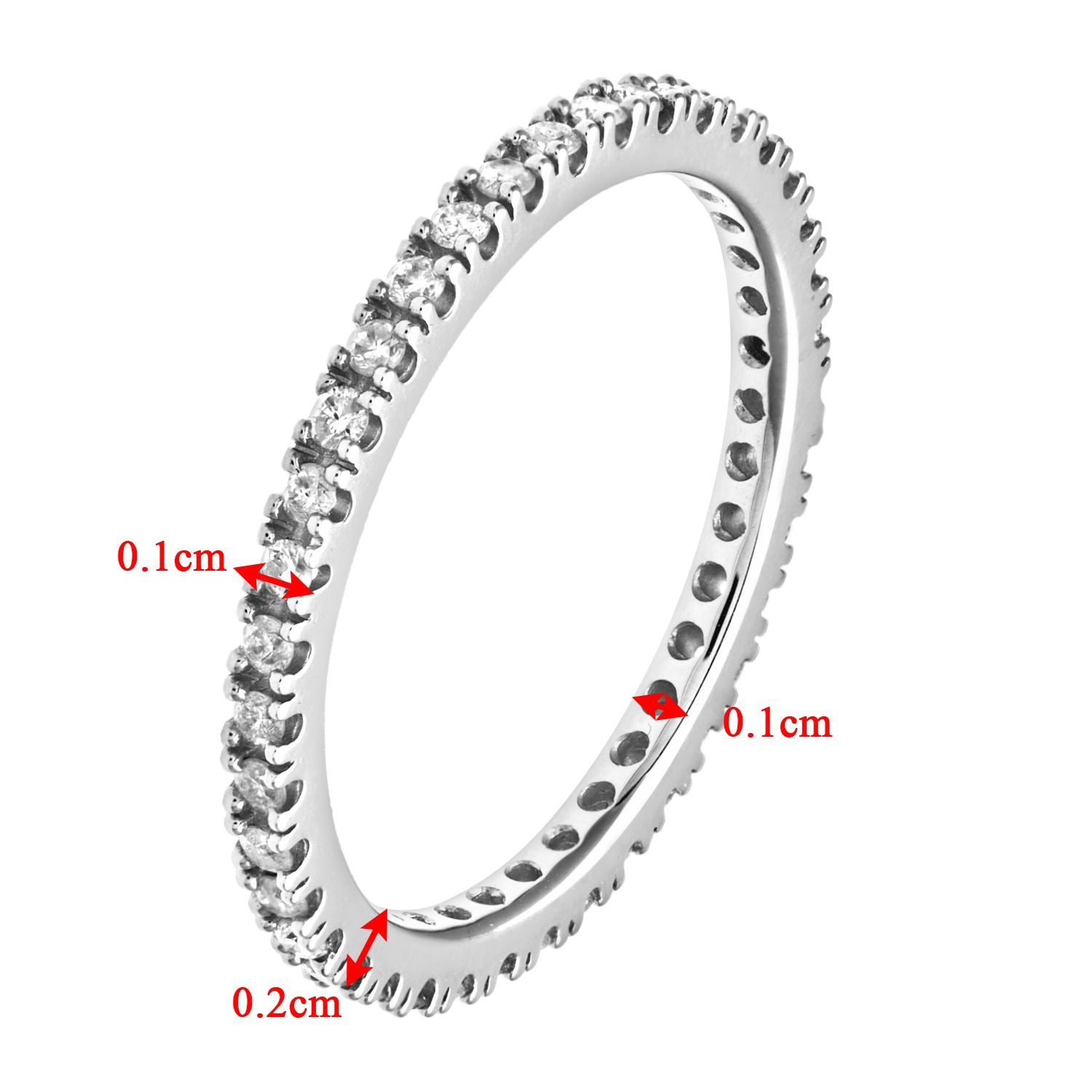 9ct White Gold  Diamond Micro Bead 4 Claw Eternity Ring 1.5mm - PR1AXL0279W