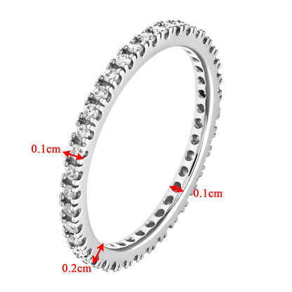 9ct White Gold  Diamond Micro Bead 4 Claw Eternity Ring 1.5mm - PR1AXL0279W