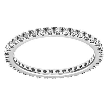 9ct White Gold  Diamond Micro Bead 4 Claw Eternity Ring 1.5mm - PR1AXL0279W