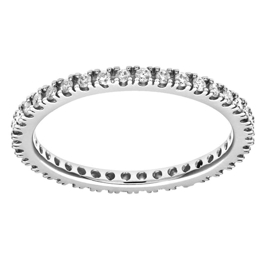 9ct White Gold Diamond Micro Bead 4 Claw Eternity Ring 1.5mm - PR1AXL0279W