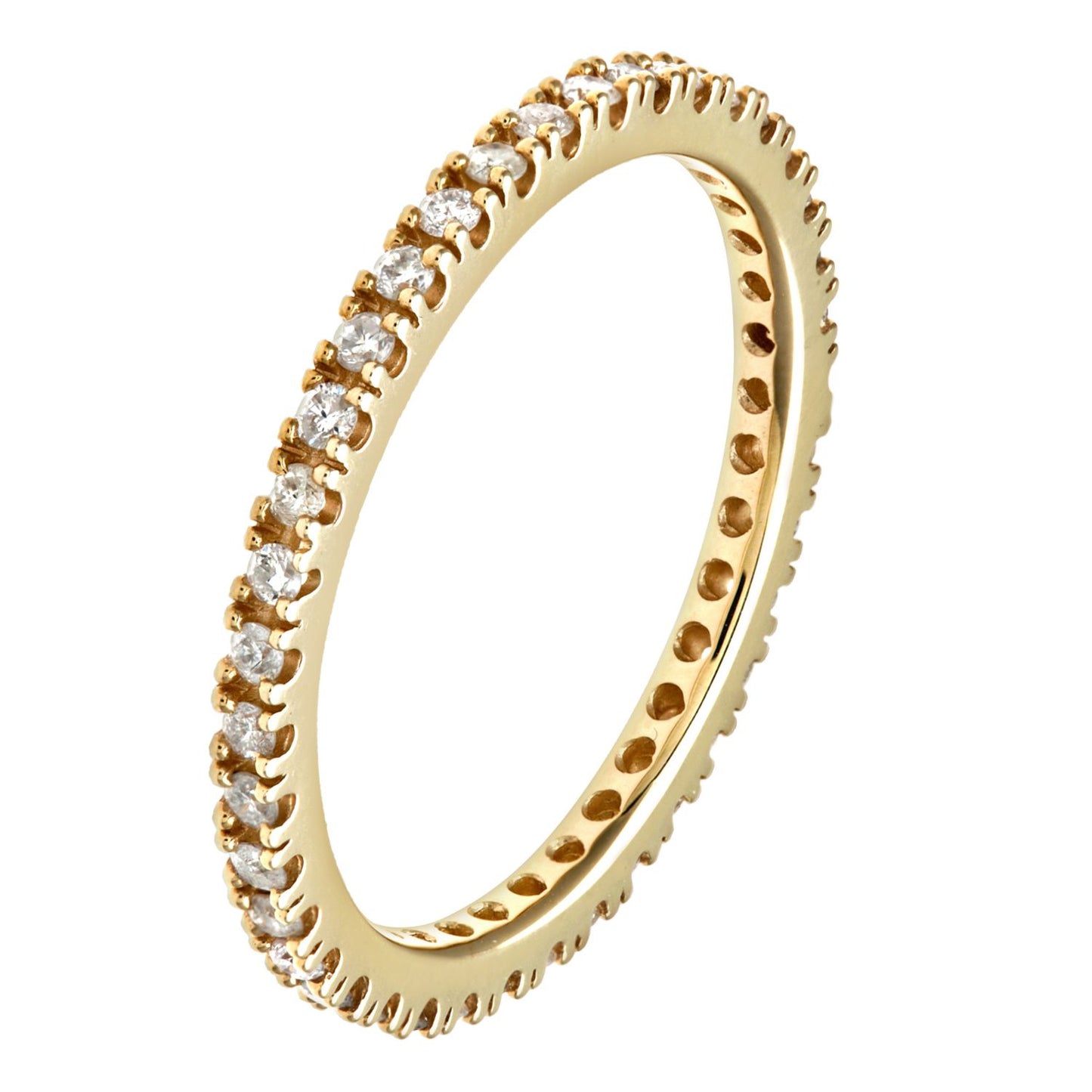9ct Gold  0.36ct Diamond Micro Bead 4 Claw Eternity Ring 1.5mm - PR1AXL0279Y