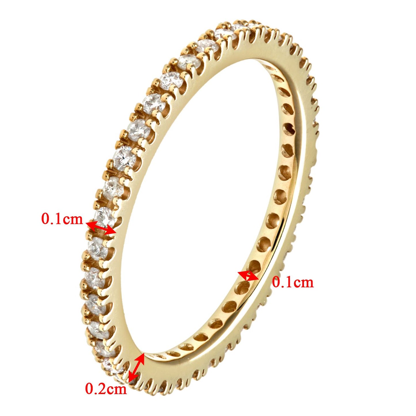 9ct Gold  0.36ct Diamond Micro Bead 4 Claw Eternity Ring 1.5mm - PR1AXL0279Y