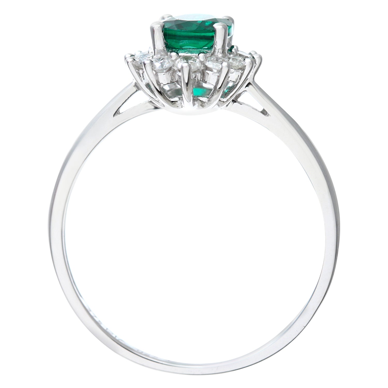 9ct White Gold  1/4ct Diamond Oval Emerald Royal Oval Ring 10mm - PR1AXL0470WEM