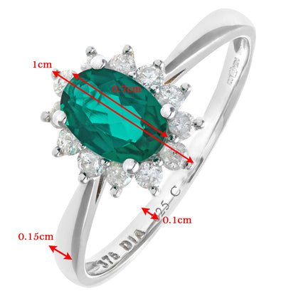 9ct White Gold  1/4ct Diamond Oval Emerald Royal Oval Ring 10mm - PR1AXL0470WEM