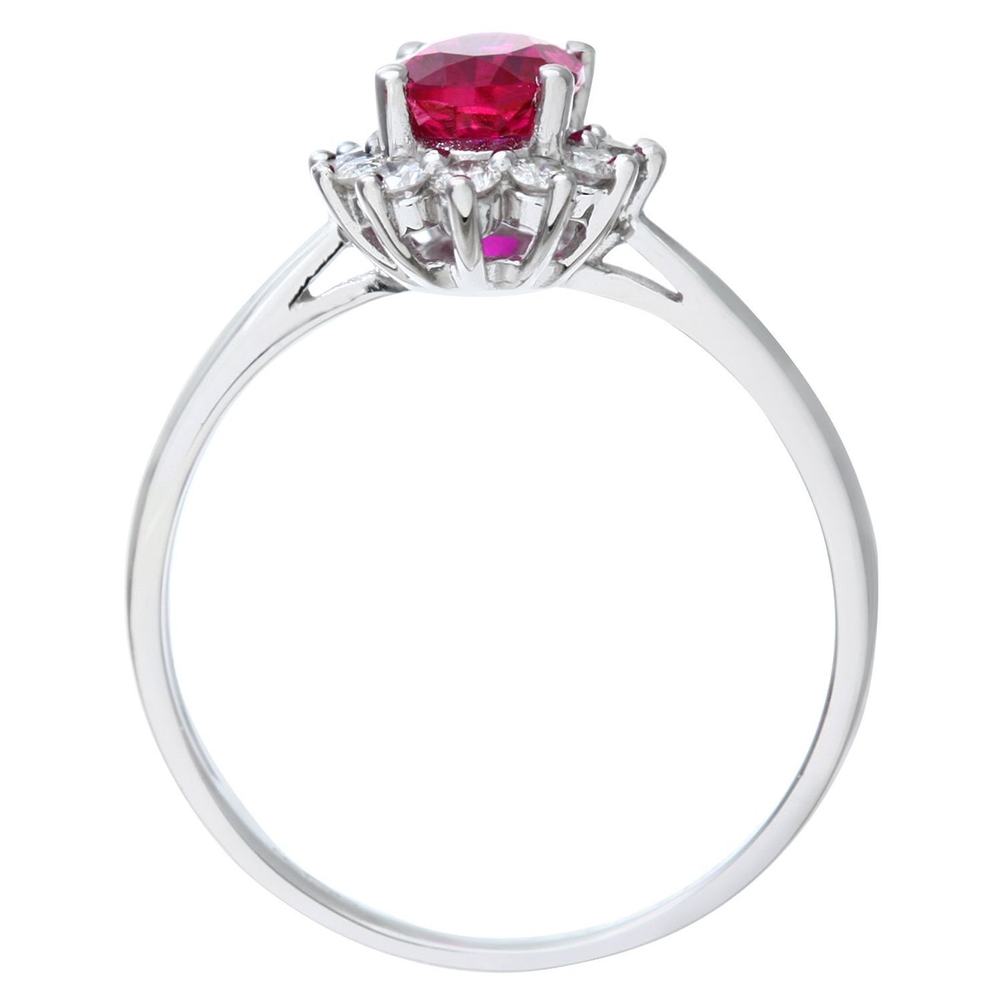 9ct White Gold  1/4ct Diamond Oval Ruby Royal Oval Ring 10mm - PR1AXL0470WRU