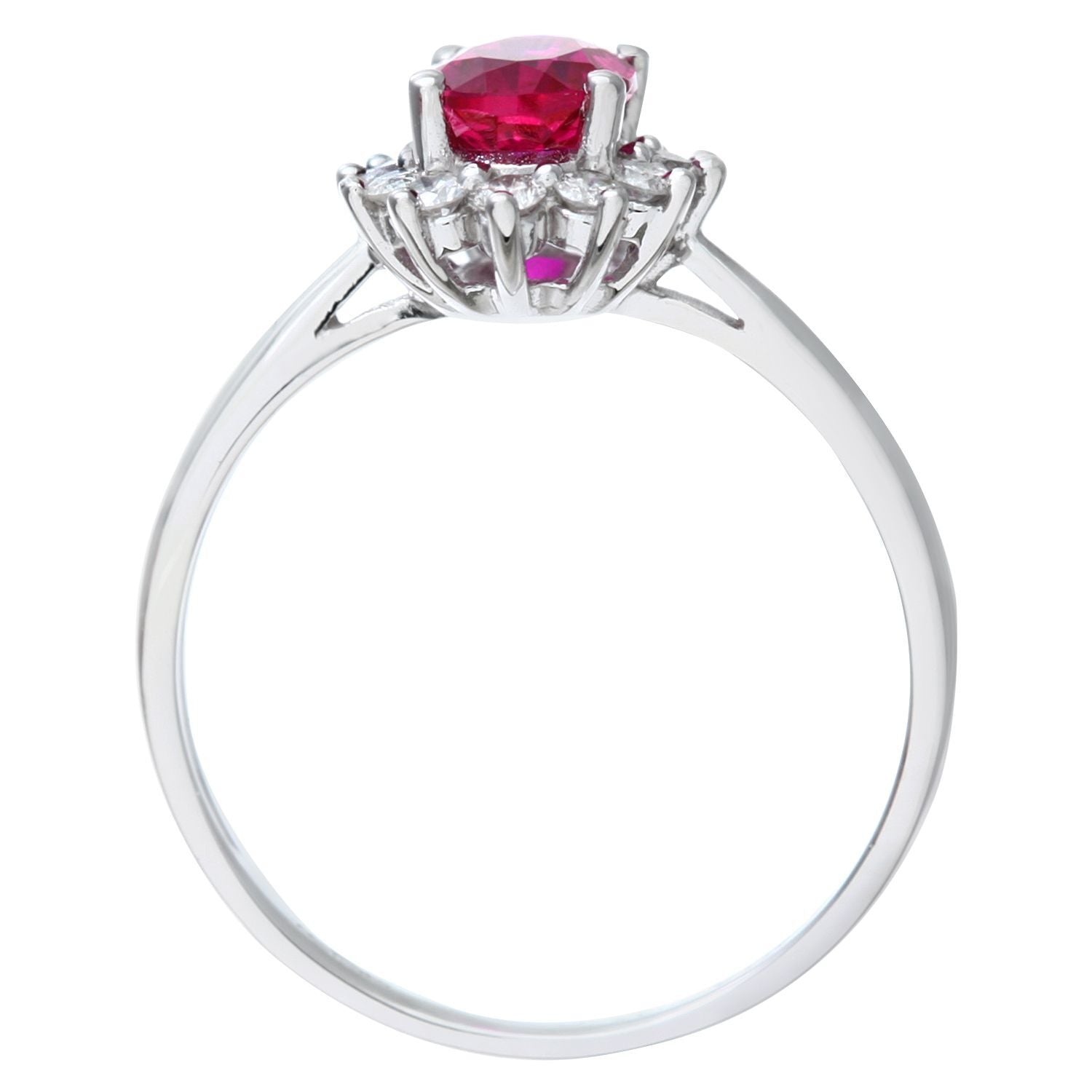 9ct White Gold  1/4ct Diamond Oval Ruby Royal Oval Ring 10mm - PR1AXL0470WRU