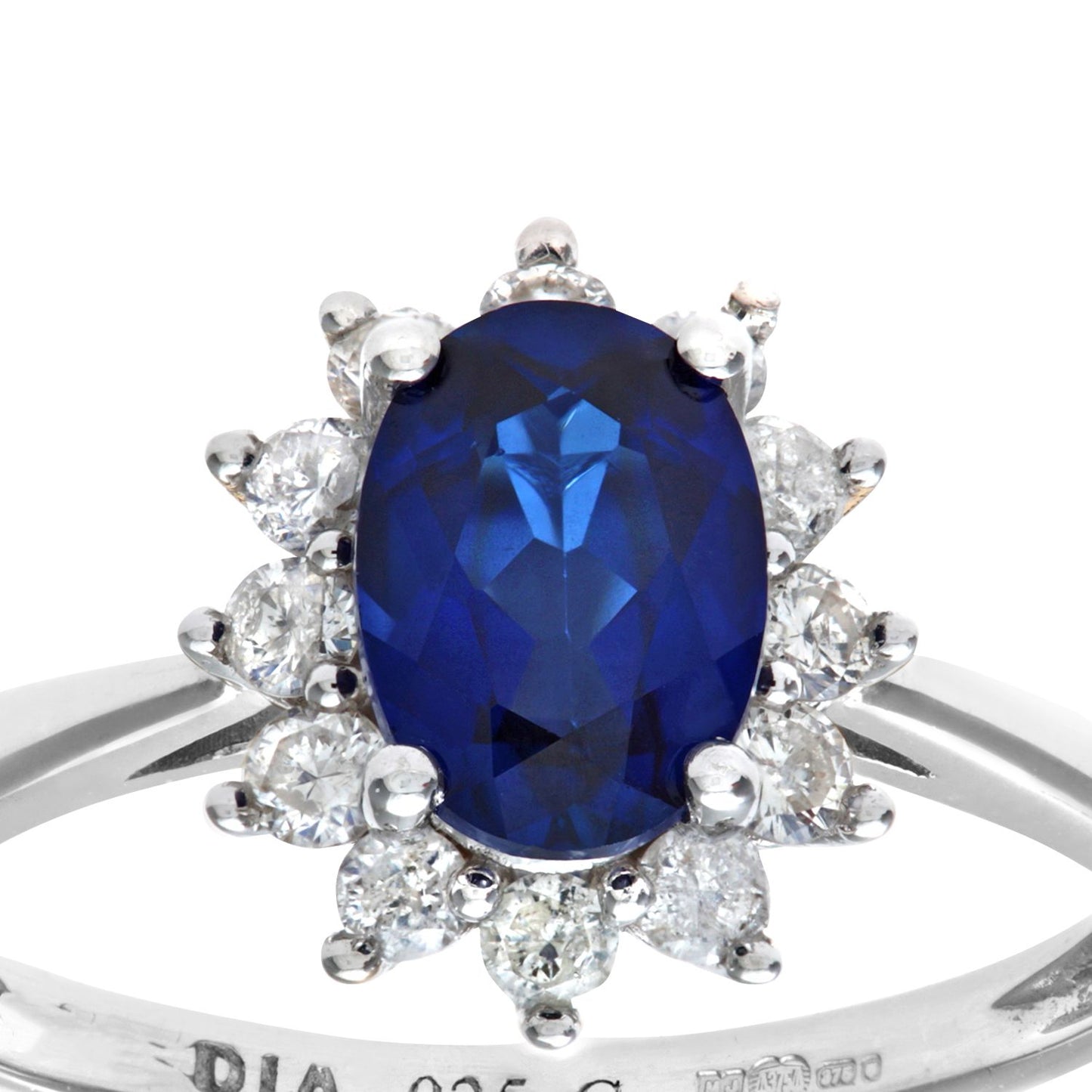 9ct White Gold  1/4ct Diamond Oval Sapphire Royal Oval Ring 10mm - PR1AXL0470WSA