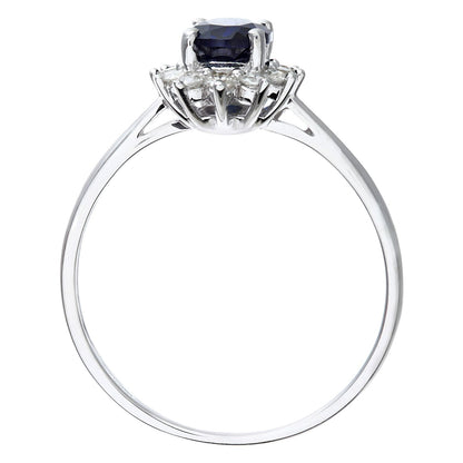 9ct White Gold  1/4ct Diamond Oval Sapphire Royal Oval Ring 10mm - PR1AXL0470WSA