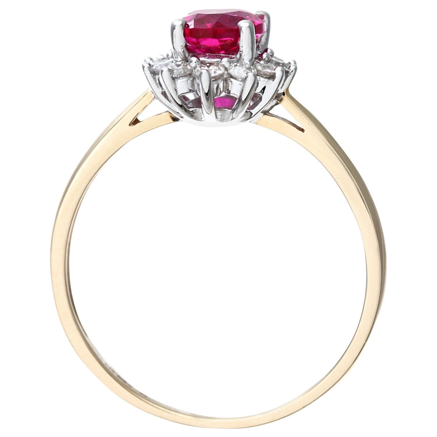 9ct Gold  1/4ct Diamond Oval Ruby Royal Oval Cluster Ring 10mm - PR1AXL0470YRU