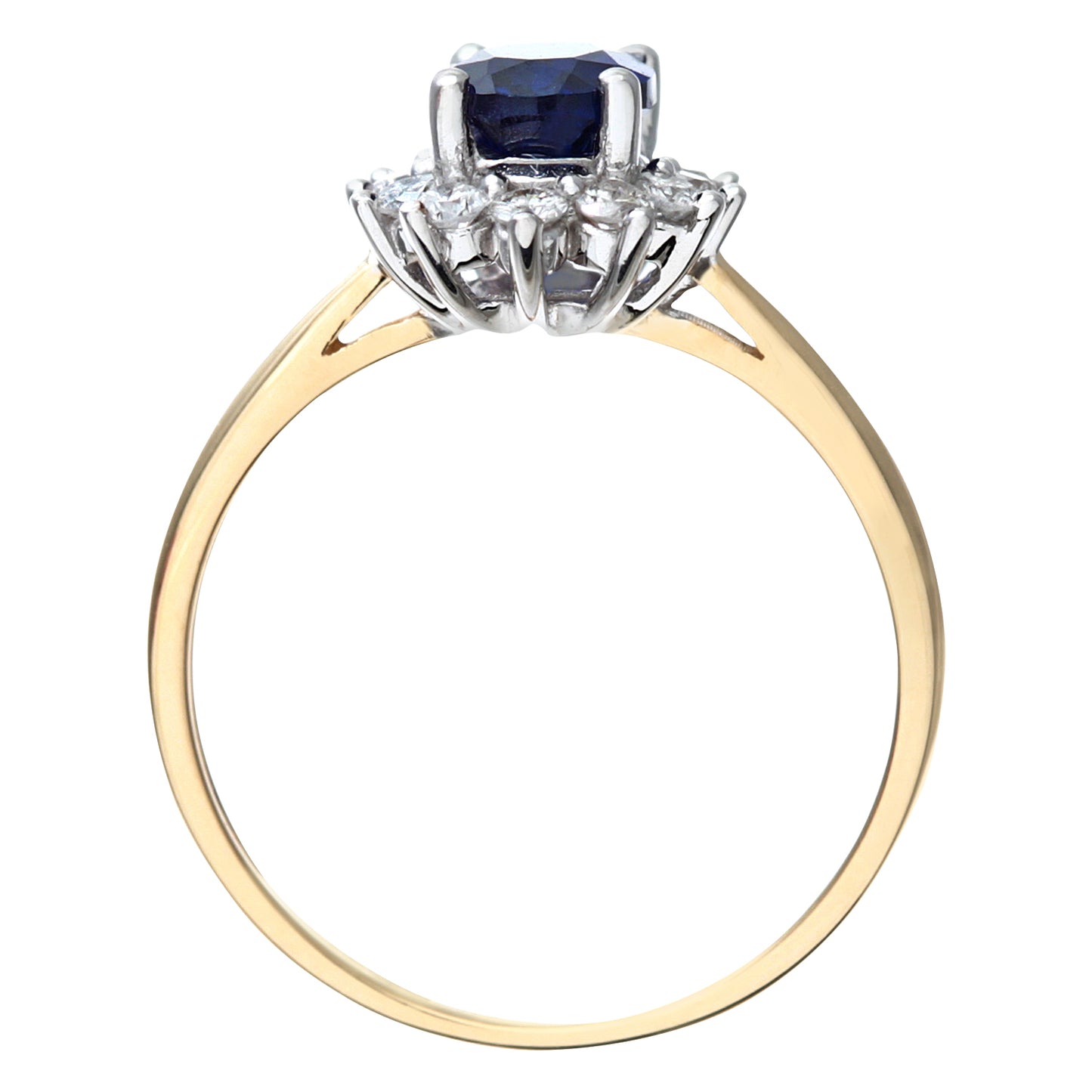 9ct Gold  1/4ct Diamond Oval Sapphire Royal Oval Cluster Ring 10mm - PR1AXL0470YSA