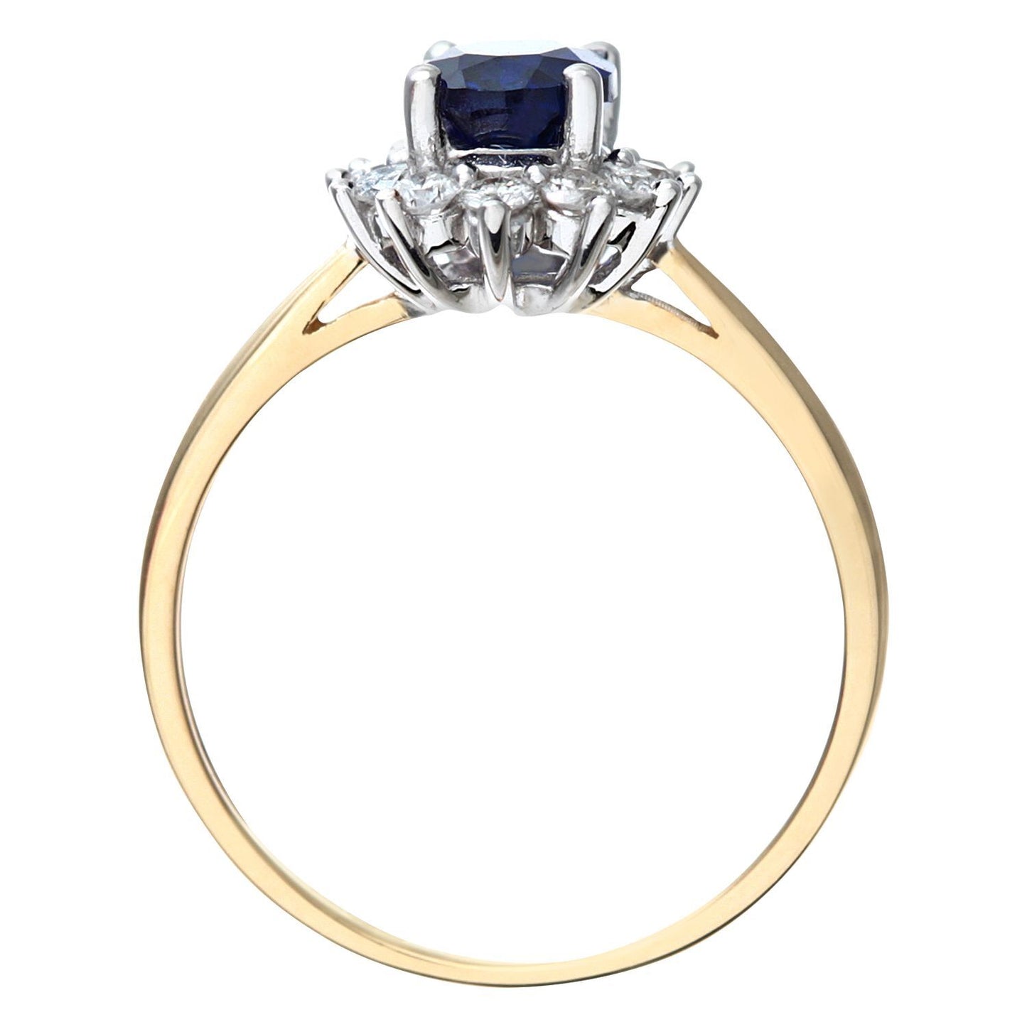 9ct Gold  1/4ct Diamond Oval Sapphire Royal Oval Cluster Ring 10mm - PR1AXL0470YSA