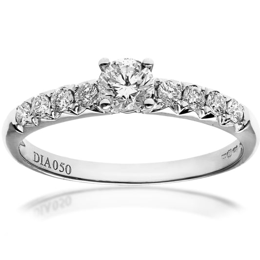 18ct White Gold  Round Diamond Engagement Engagement Ring - PR1AXL096018KW