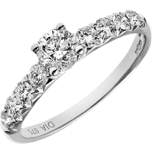 18ct White Gold  0.4ct Diamond 0.35ct Solitaire Ring 2mm 4mm - PR1AXL096118KW