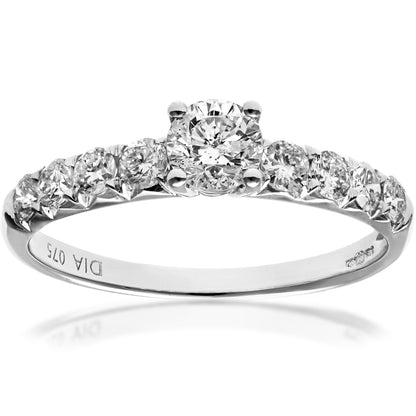 18ct White Gold  0.4ct Diamond 0.35ct Solitaire Ring 2mm 4mm - PR1AXL096118KW