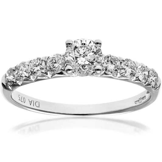 18ct White Gold  0.4ct Diamond 0.35ct Solitaire Ring 2mm 4mm - PR1AXL096118KW