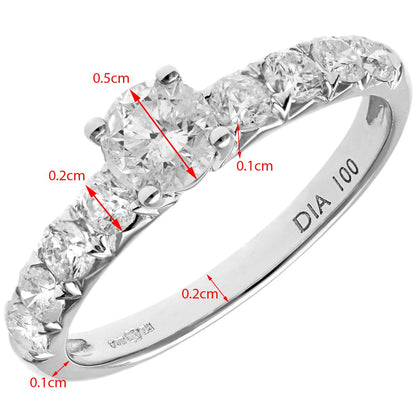 18ct White Gold  0.48ct Diamond 0.52ct Solitaire Ring 2mm 5mm - PR1AXL096218KW