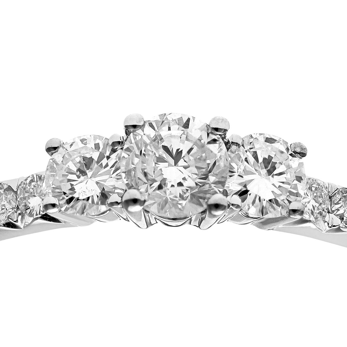 18ct White Gold  0.4ct Diamond 10pts Shoulder Set Trilogy Ring 4mm - PR1AXL096318KW