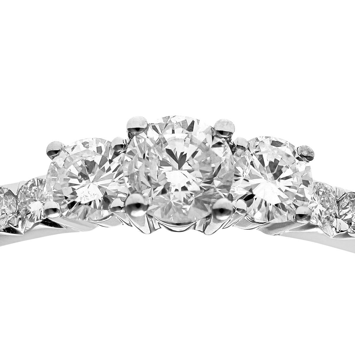 18ct White Gold  0.4ct Diamond 10pts Shoulder Set Trilogy Ring 4mm - PR1AXL096318KW
