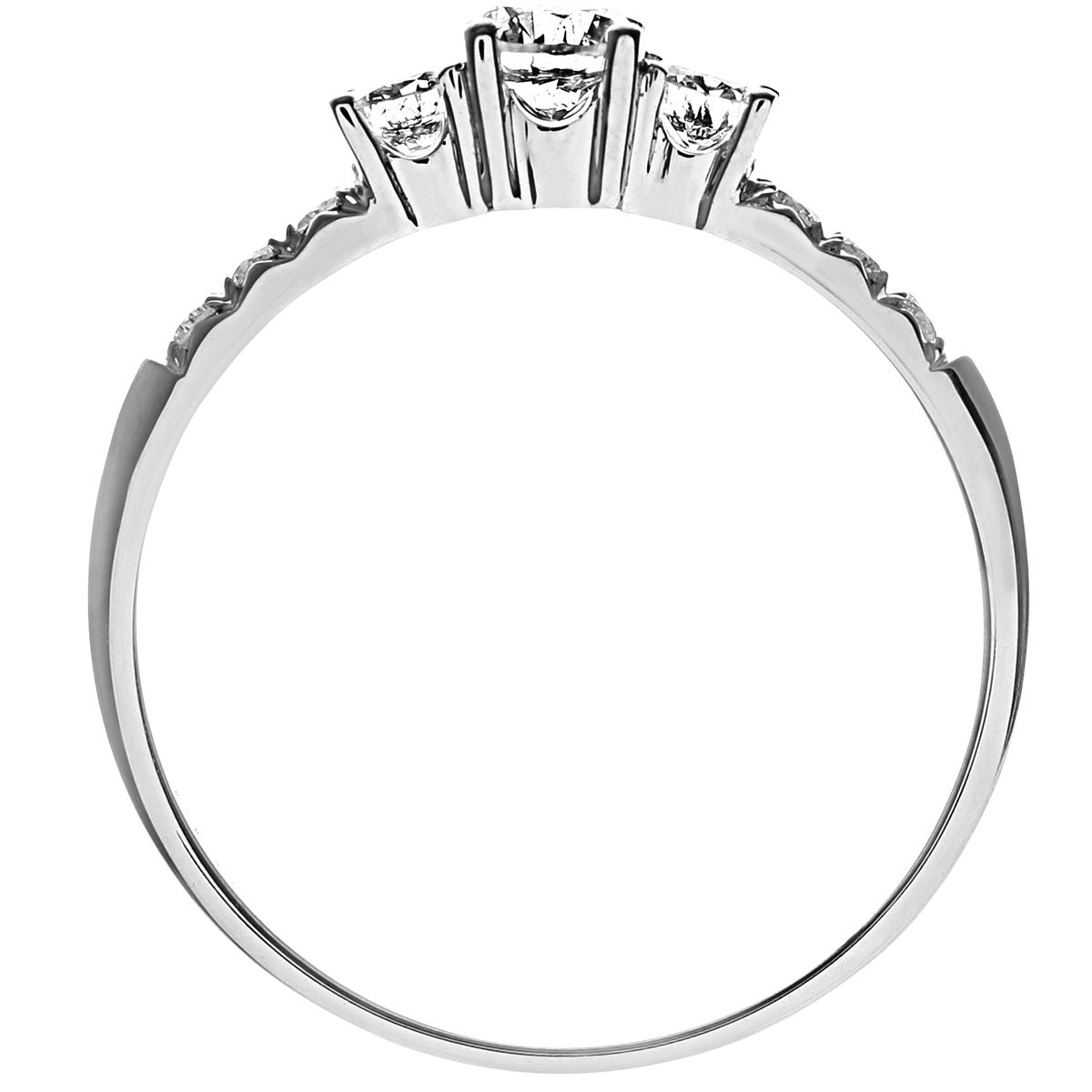 18ct White Gold  0.4ct Diamond 10pts Shoulder Set Trilogy Ring 4mm - PR1AXL096318KW