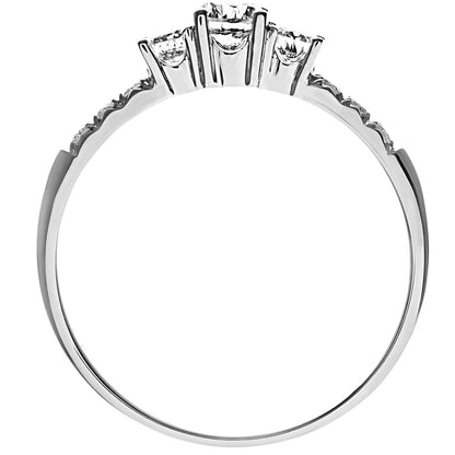 18ct White Gold  0.4ct Diamond 10pts Shoulder Set Trilogy Ring 4mm - PR1AXL096318KW