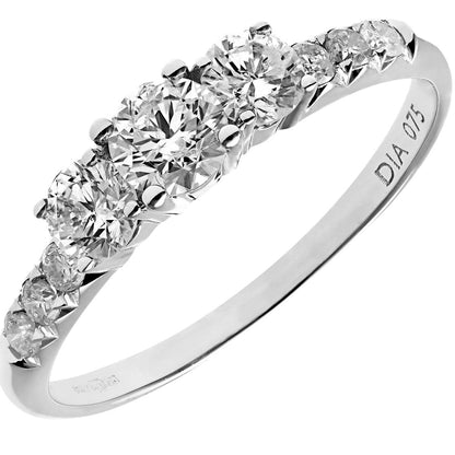 18ct White Gold  0.6ct Diamond 15pts Shoulder Set Trilogy Ring - PR1AXL096418KW