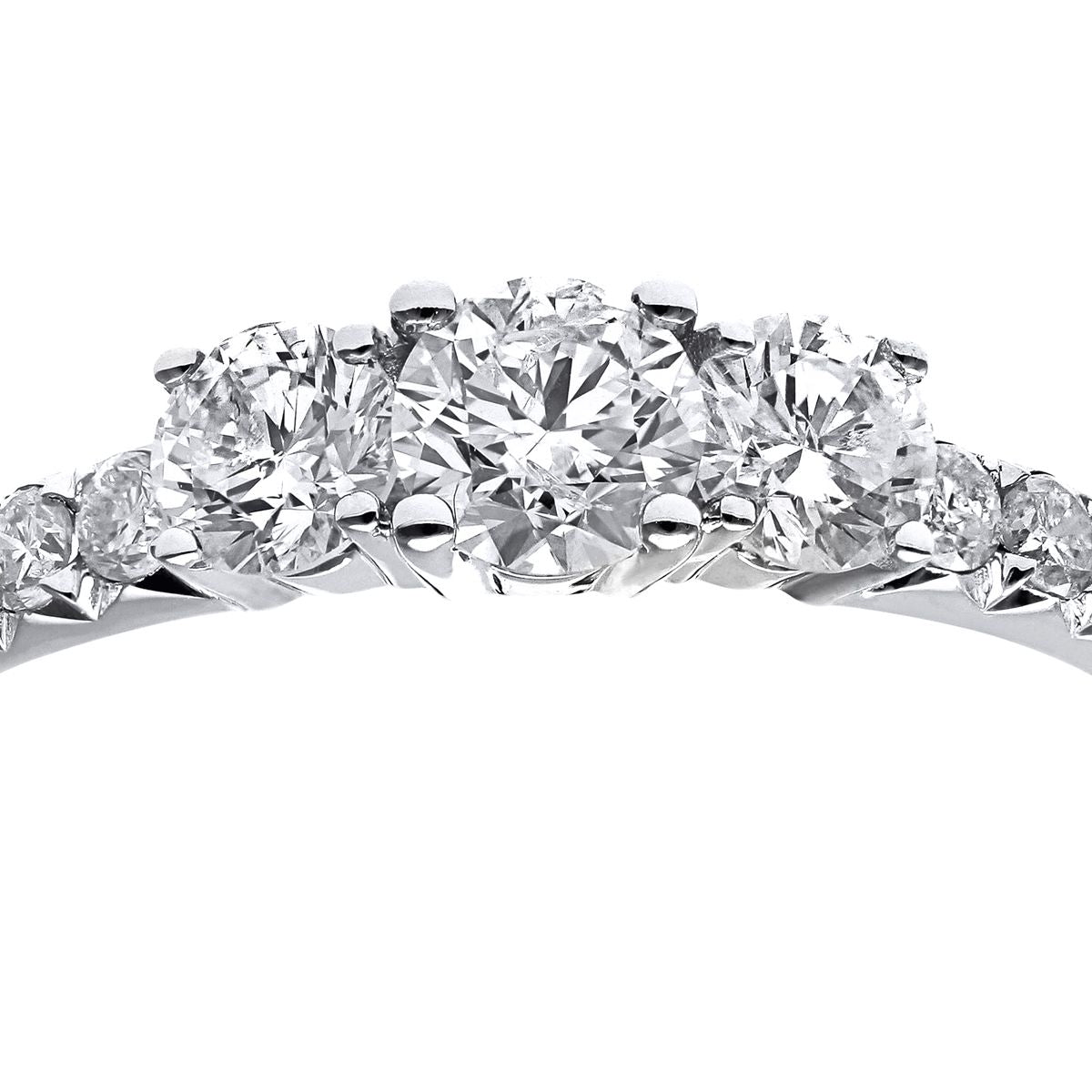 18ct White Gold  0.6ct Diamond 15pts Shoulder Set Trilogy Ring - PR1AXL096418KW