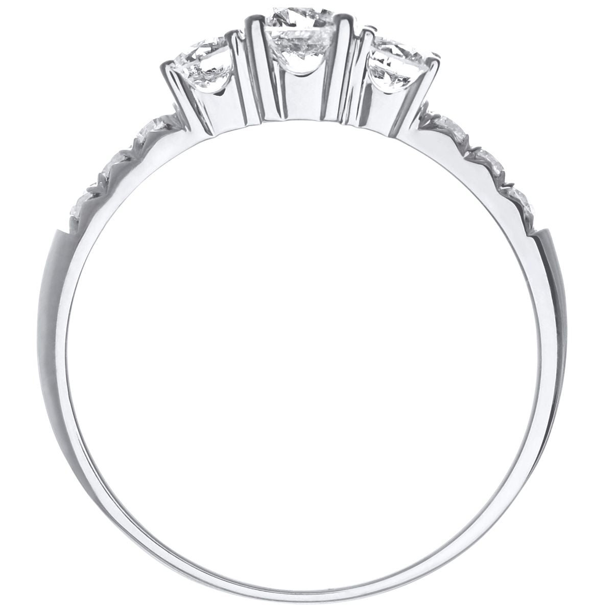18ct White Gold  0.6ct Diamond 15pts Shoulder Set Trilogy Ring - PR1AXL096418KW