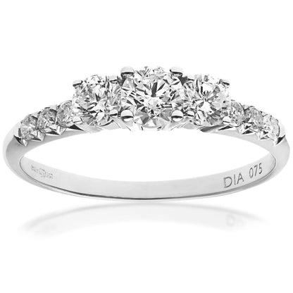 18ct White Gold  0.6ct Diamond 15pts Shoulder Set Trilogy Ring - PR1AXL096418KW