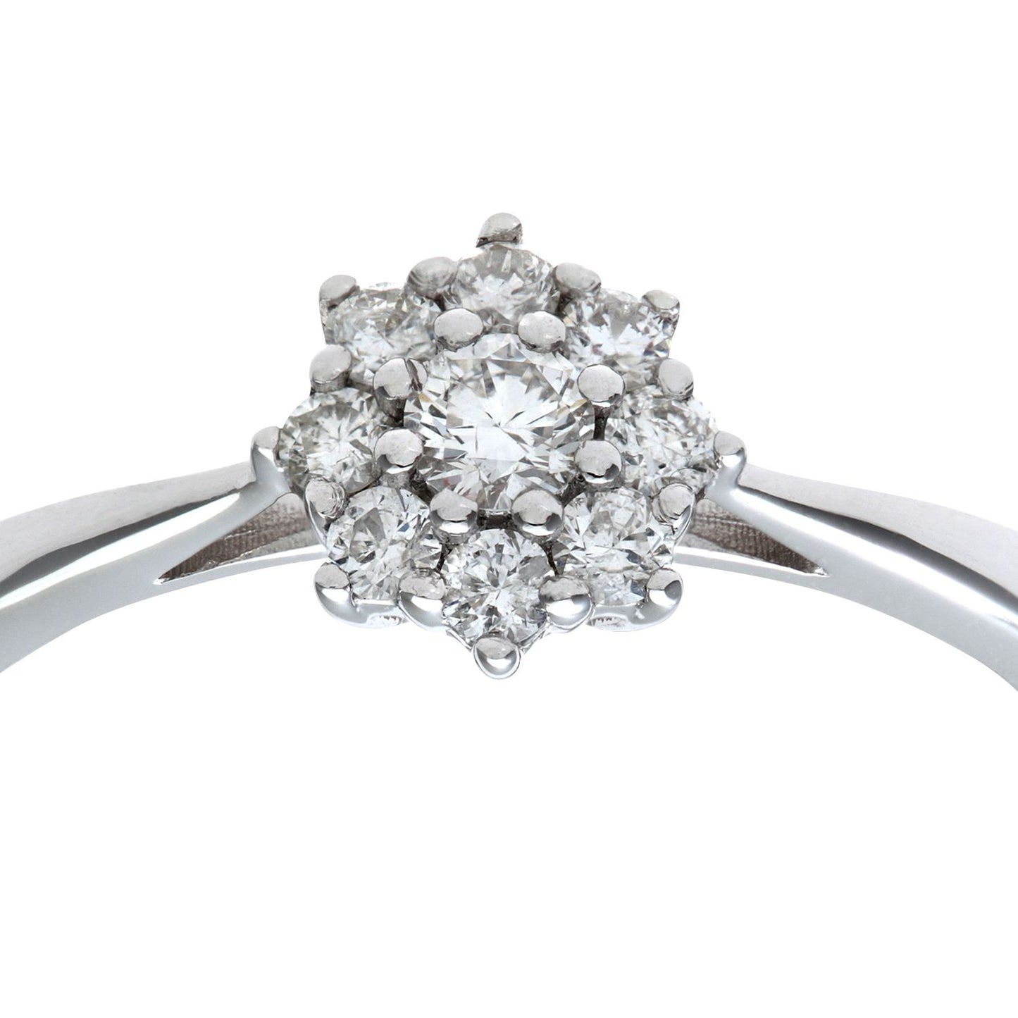 9ct White Gold  Round 1/4ct Diamond 9 Stone Cluster Ring 7mm - PR1AXL1539W