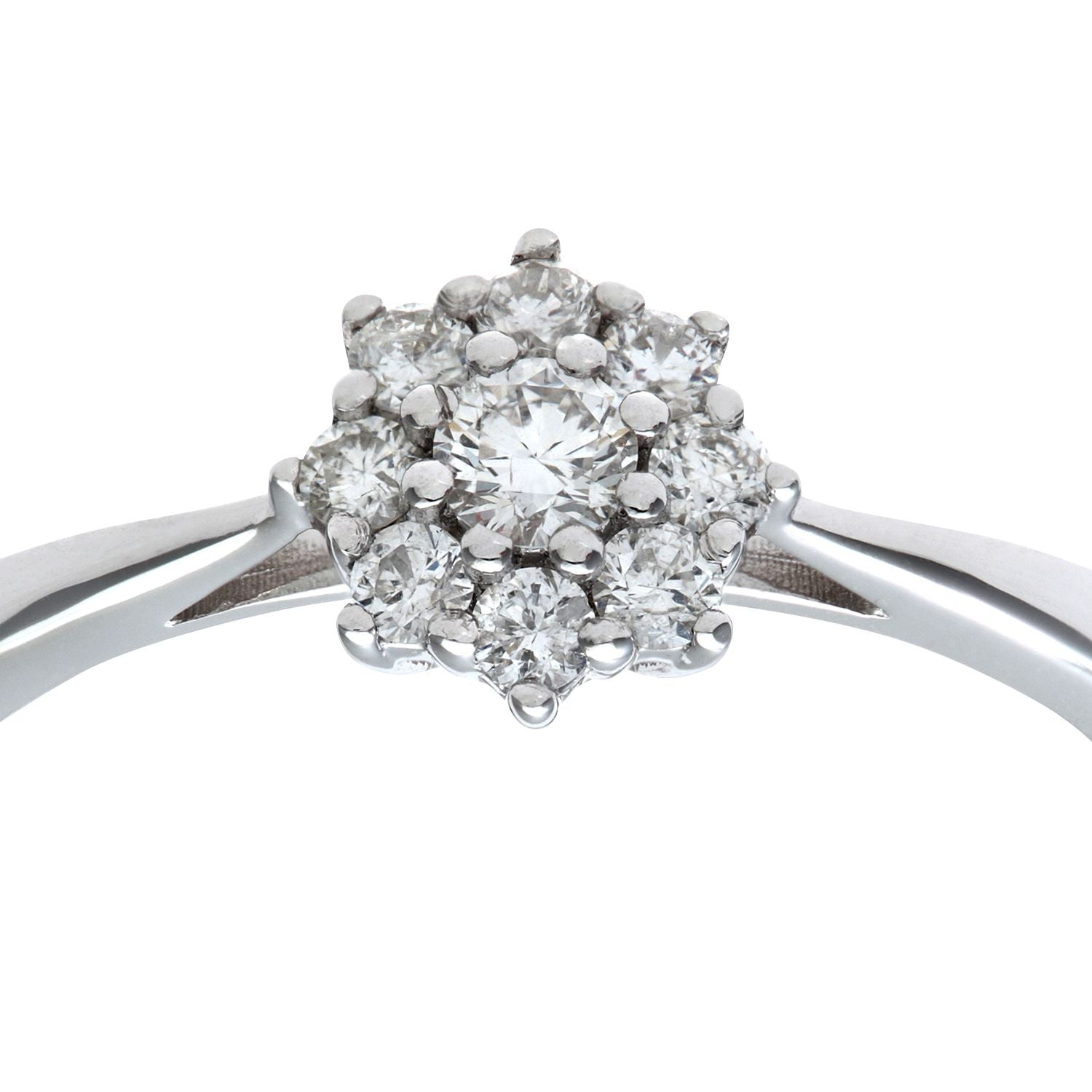 9ct White Gold  Round 1/4ct Diamond 9 Stone Cluster Ring 7mm - PR1AXL1539W