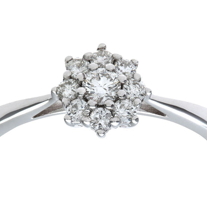 9ct White Gold  Round 1/4ct Diamond 9 Stone Cluster Ring 7mm - PR1AXL1539W