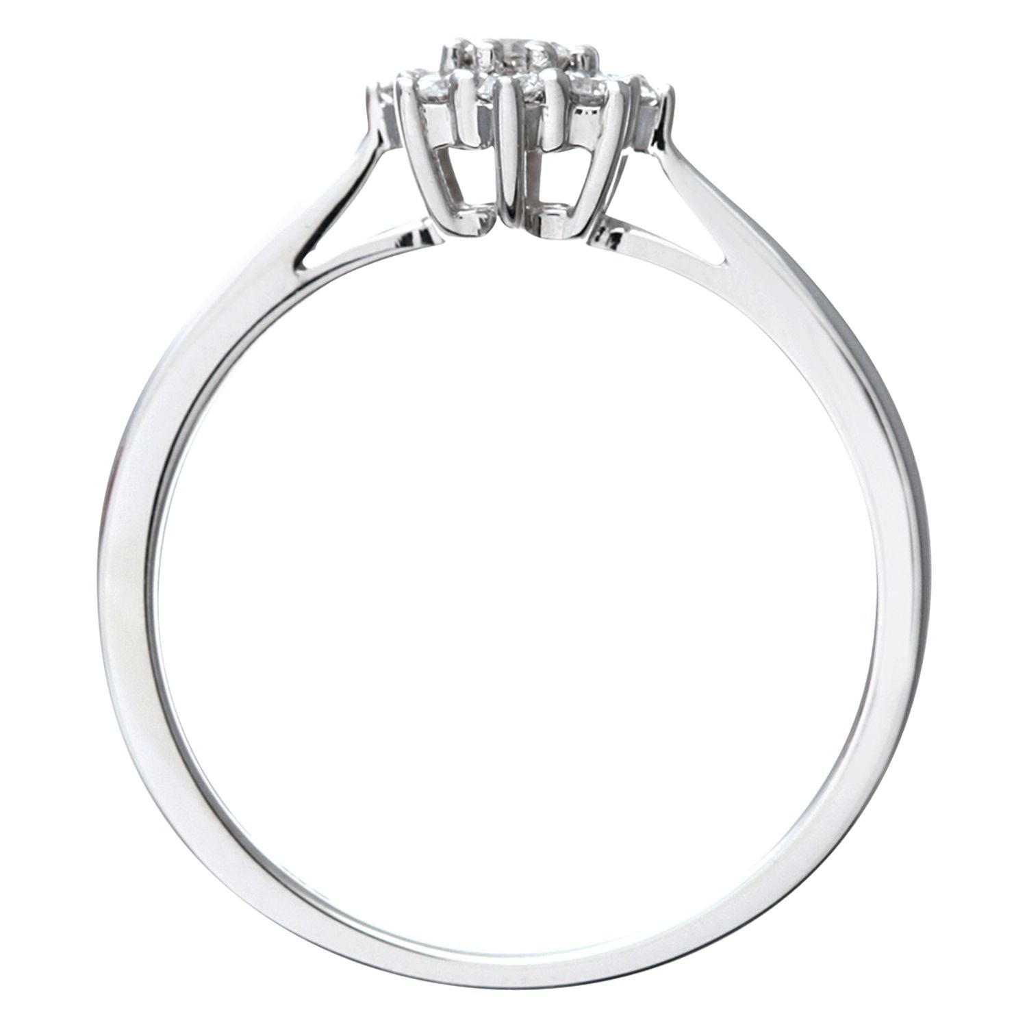 9ct White Gold  Round 1/4ct Diamond 9 Stone Cluster Ring 7mm - PR1AXL1539W