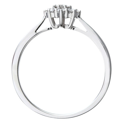 9ct White Gold  Round 1/4ct Diamond 9 Stone Cluster Ring 7mm - PR1AXL1539W