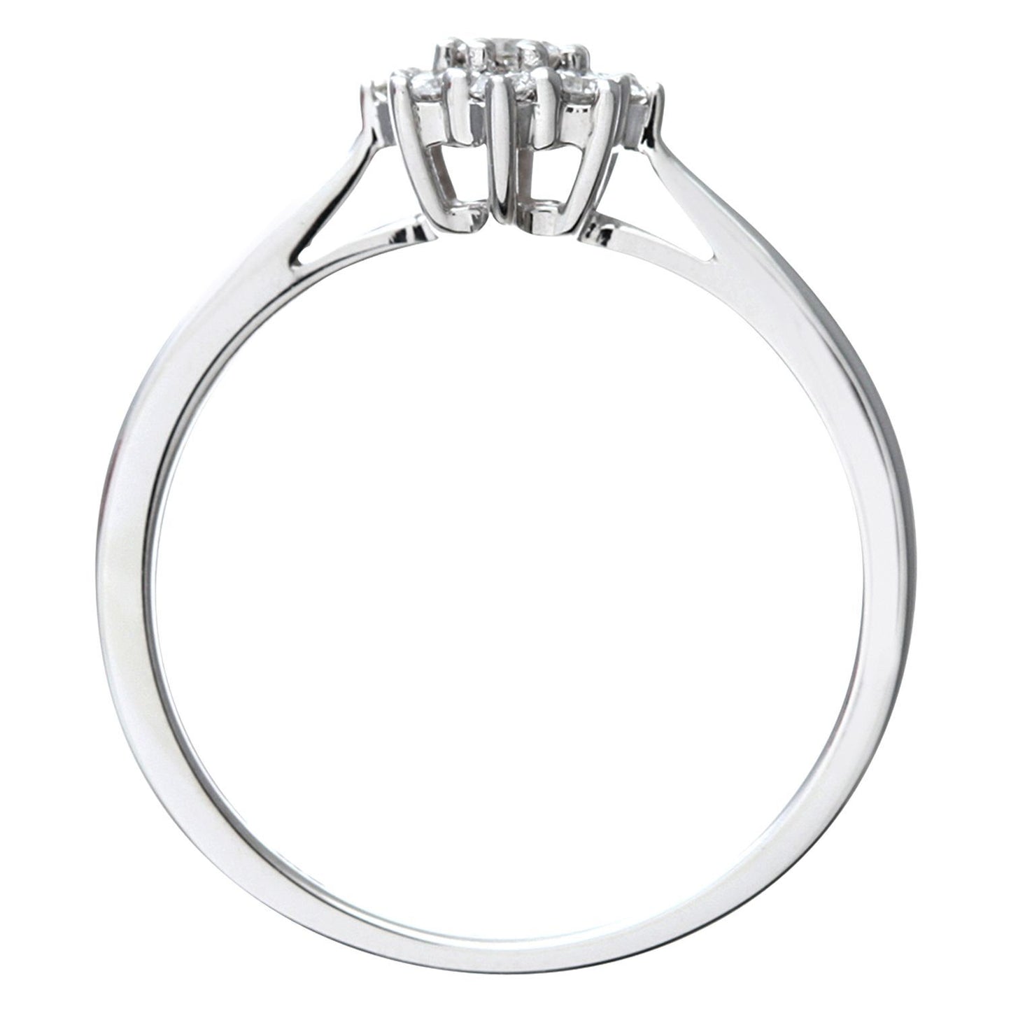 9ct White Gold  Round 1/4ct Diamond 9 Stone Cluster Ring 7mm - PR1AXL1539W