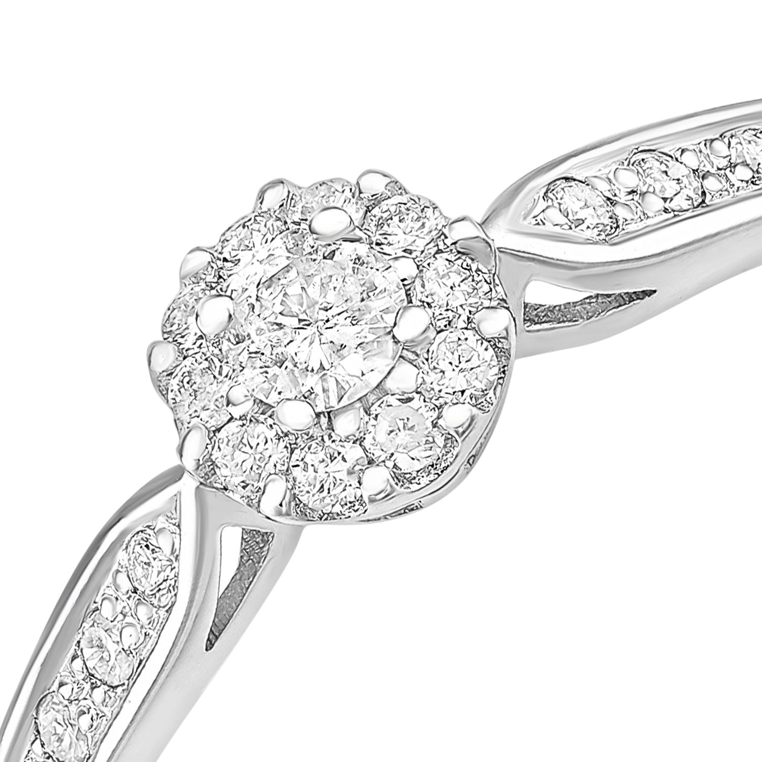 9ct White Gold  Round 1/4ct Diamond Halo Engagement Ring - PR1AXL2268W