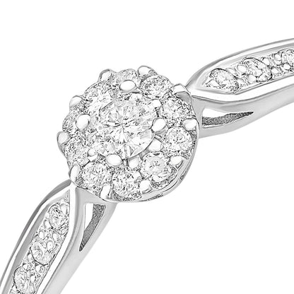 9ct White Gold  Round 1/4ct Diamond Halo Engagement Ring - PR1AXL2268W